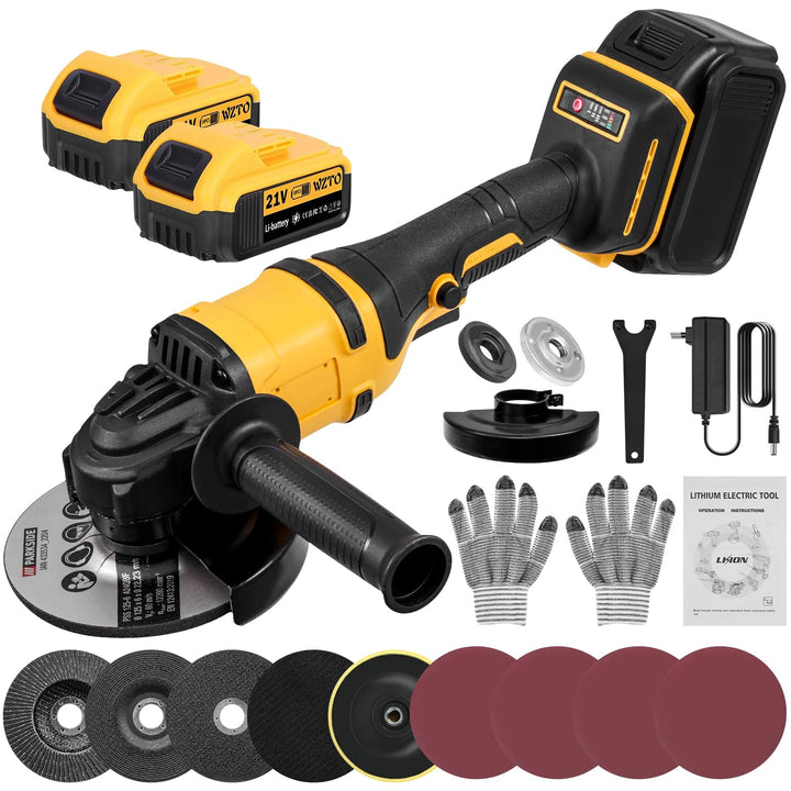 Akku Winkelschleifer - 21V Professional Winkelschleifer Set 16Pcs (Scheiben-Ø 125mm,Leistung 1500W,
