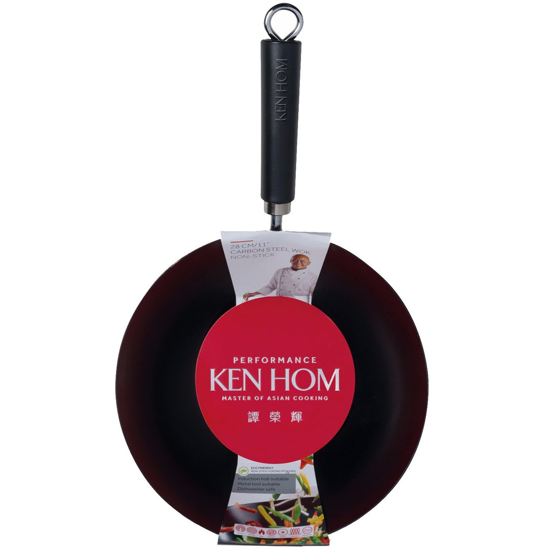 Ken Hom 20cm Antihaft Karbonstahl Wok, Stahl, schwarz, 20 cm, 20 cm