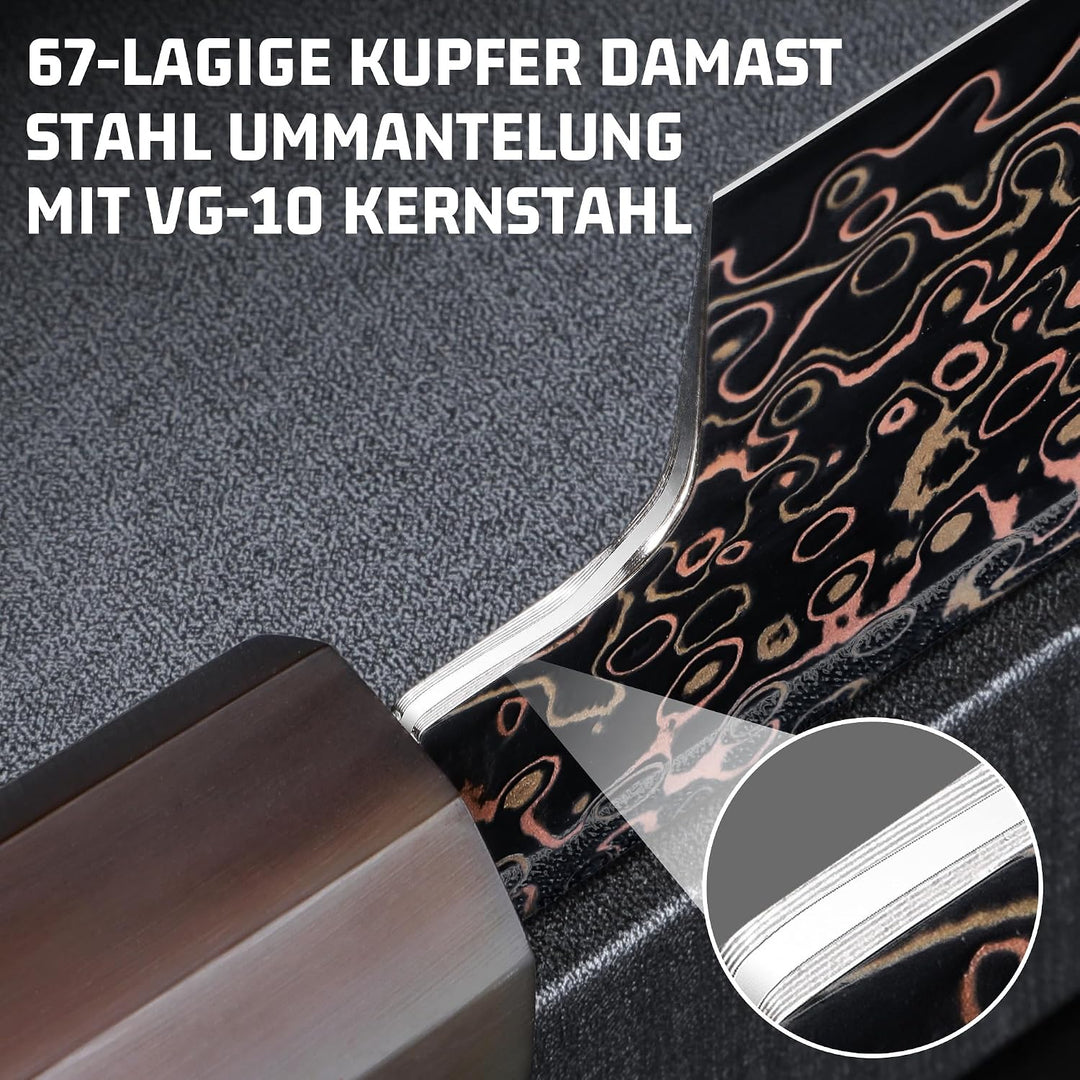 Plys Japanisches Messer Damast Küchenmesser: Scharf 21.7 Cm Kochmesser Vg10 Edelstahl mit 33 Lagen K