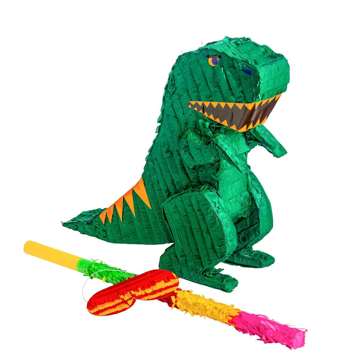Fax Potato - Pinatas Dinosaurier -Karton Pinata, Stick Und Augenbinde - W43cm X D13cm X H55cm - Grün