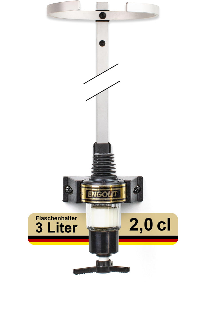 ENGOLIT 3-Liter-Flaschenhalter (inkl. 2,0 cl Drehkreuz-Dosierer) für Lange/grosse Flaschen ab 40 cm