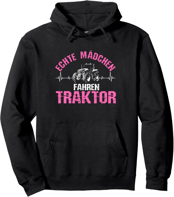 Echte Mädchen Fahren Traktor Herzschlag Trecker Landwirtin Pullover Hoodie