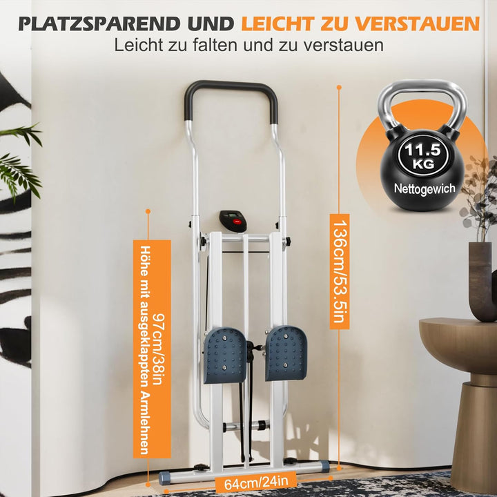 Treppe Stepper Klappbare,CEIEVER Vertikale Klettermaschine mit Einstellbarer Pedale Tragbarer Crosst