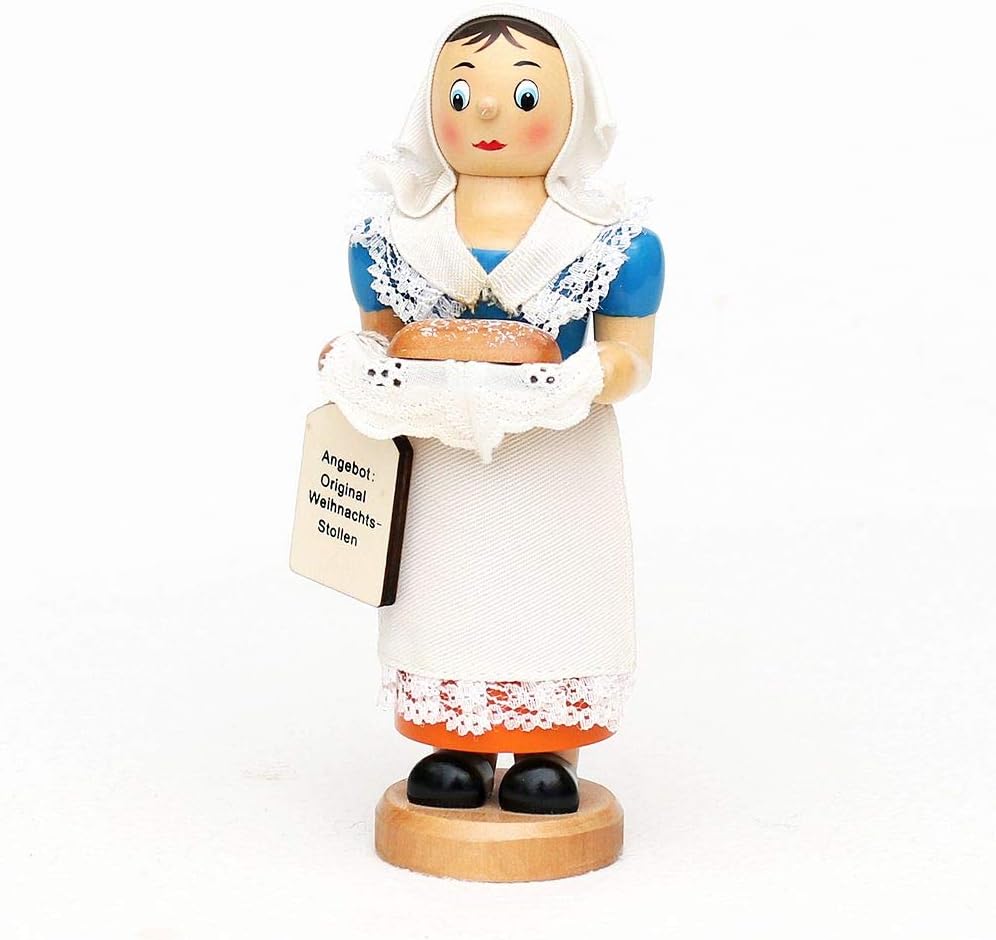 Holz Räucherfrau Räuchermann Räuchermännchen Räucherfigur Stollenfrau 6 x 6 x 19 cm