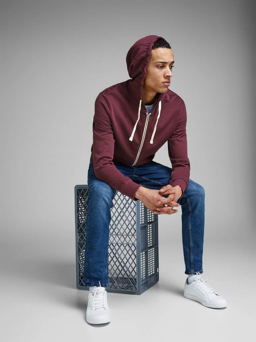 JACK & JONES Herren JJEHOLMEN Sweat Zip Hood S Rot (Port Royale Fit:reg Fit), S Rot (Port Royale Fit