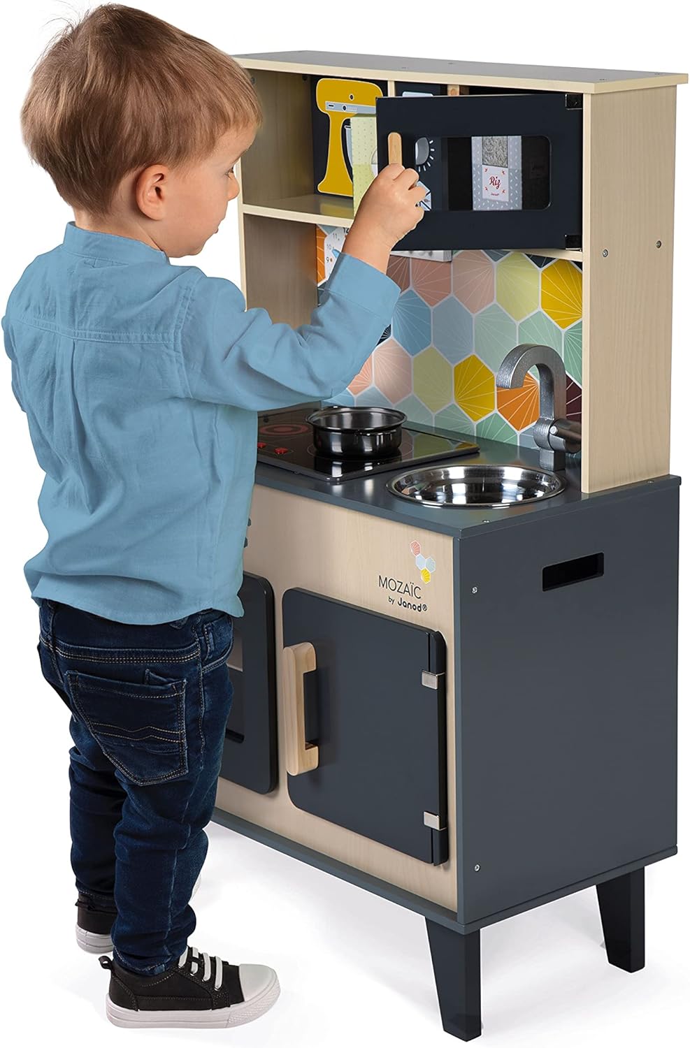 Janod - Mein erstes Konstruktionsspiel - FSC-Holzbohrmaschine - Rollenspielzeug - 2 magnetische Werk