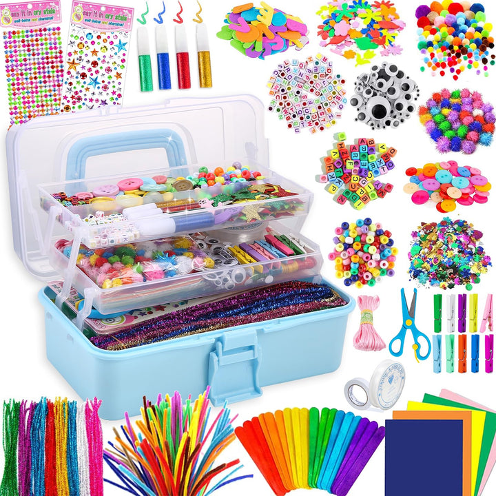 Gutenguy Bastelset Kinder, 3000+Pcs Bastelkoffer Bastelbedarf Material Set, Grosse Bastelbox Geschen