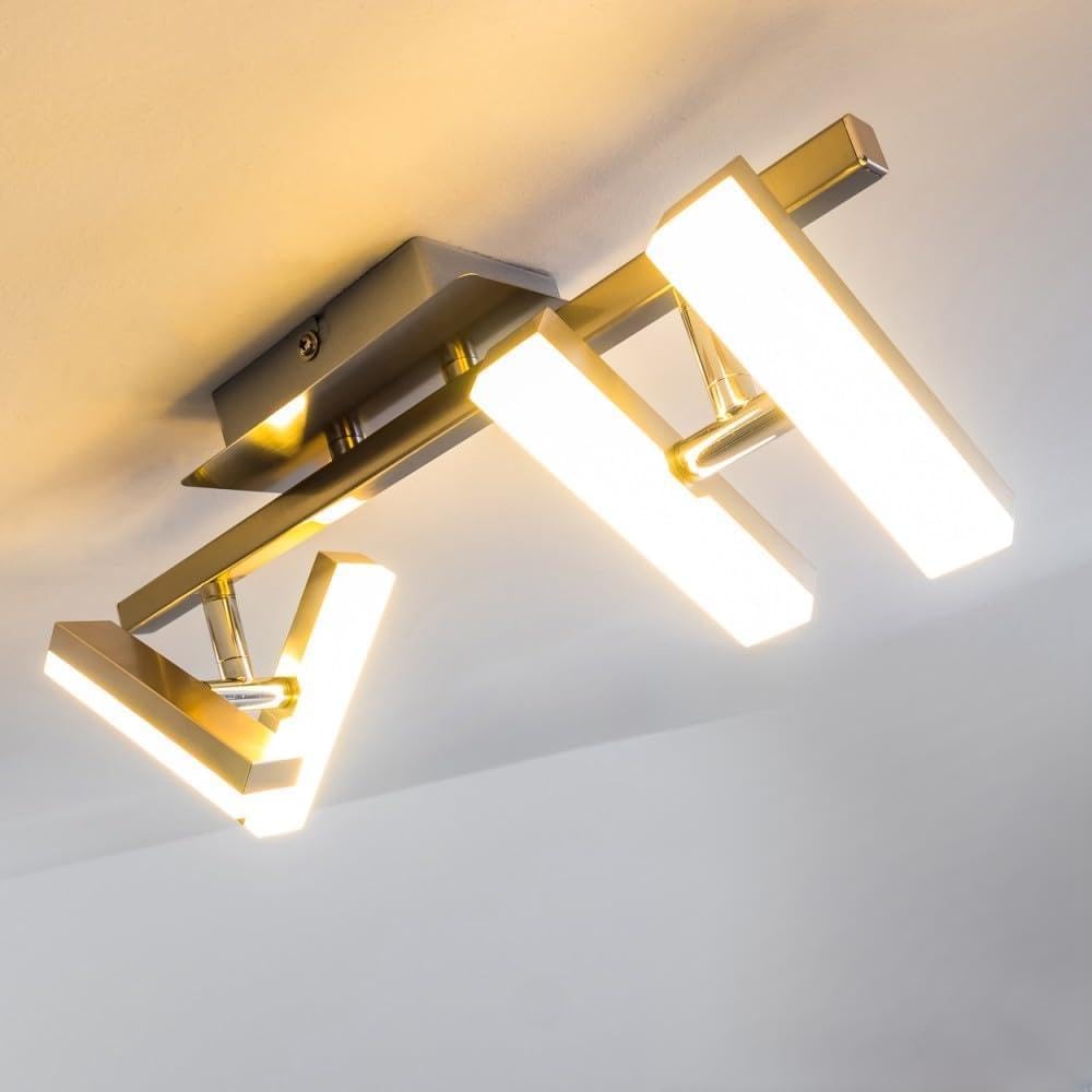 LED Deckenleuchte Sakami, Deckenleuchte in Nickel-matt, 4-flammig, mit 4 verstellbaren Strahlern, je
