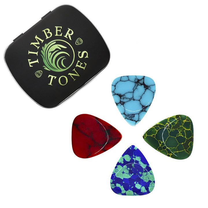 Stone Tones Plektren, 4er-Pack mit 4 verschiedenen Designs