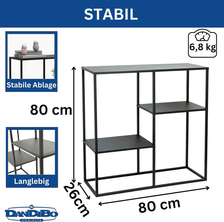 DanDiBo Konsolentisch Schmal Metall Modern 80x80x26 cm Sideboard Beistelltisch 96634 Ablagetisch Flu