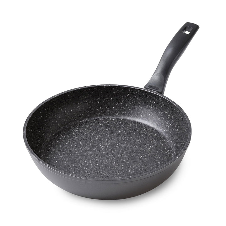 Stoneline Schmorpfanne 24 cm hoher Rand, Aluguss, Schmorpfanne beschichtet mit echten Steinpartikeln