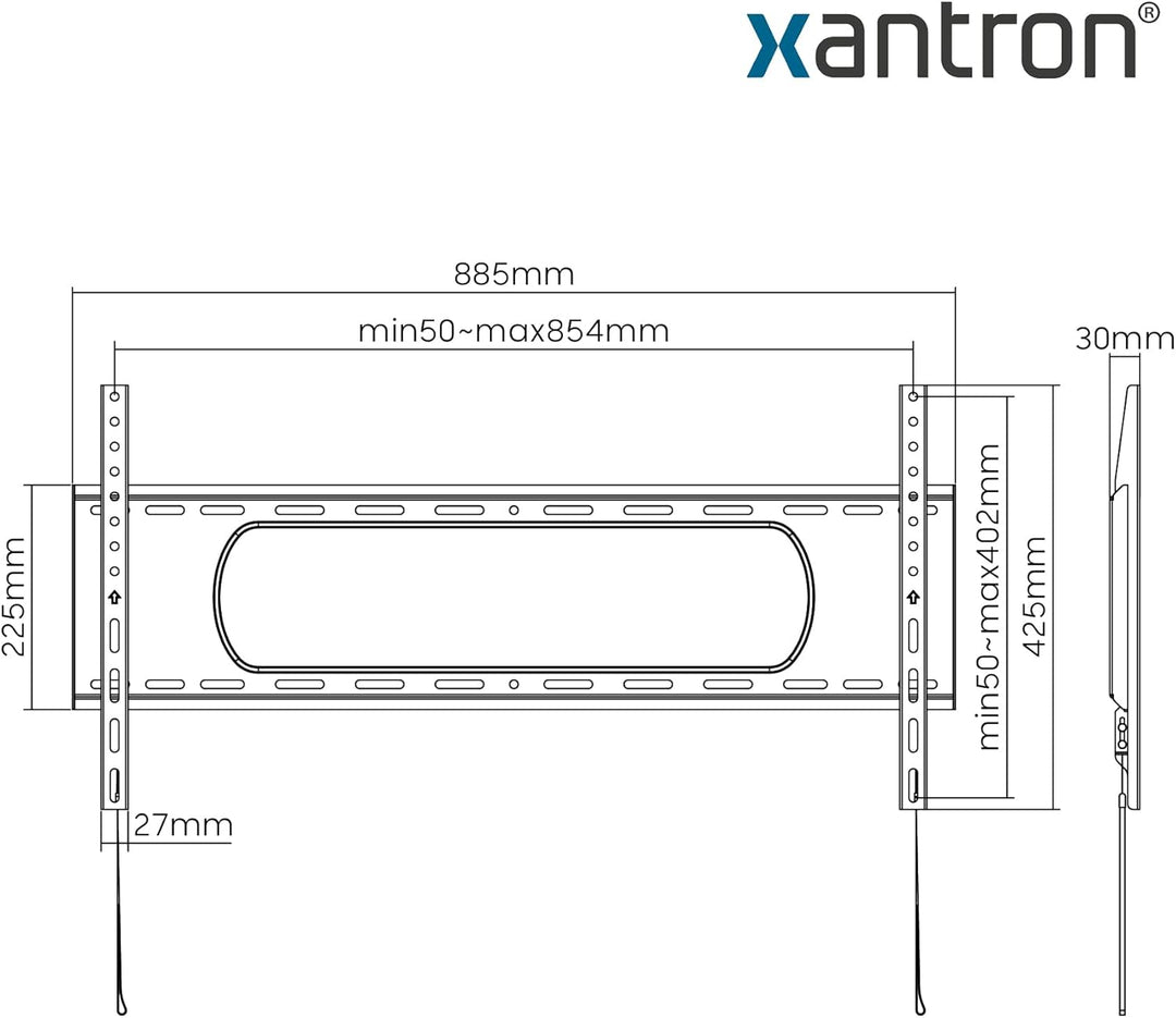 Xantron® HD-LP800 Feste Wandhalterung Fernseher 43-90 Zoll/VESA 50x50 bis 800x400 / TV Halterung Wan