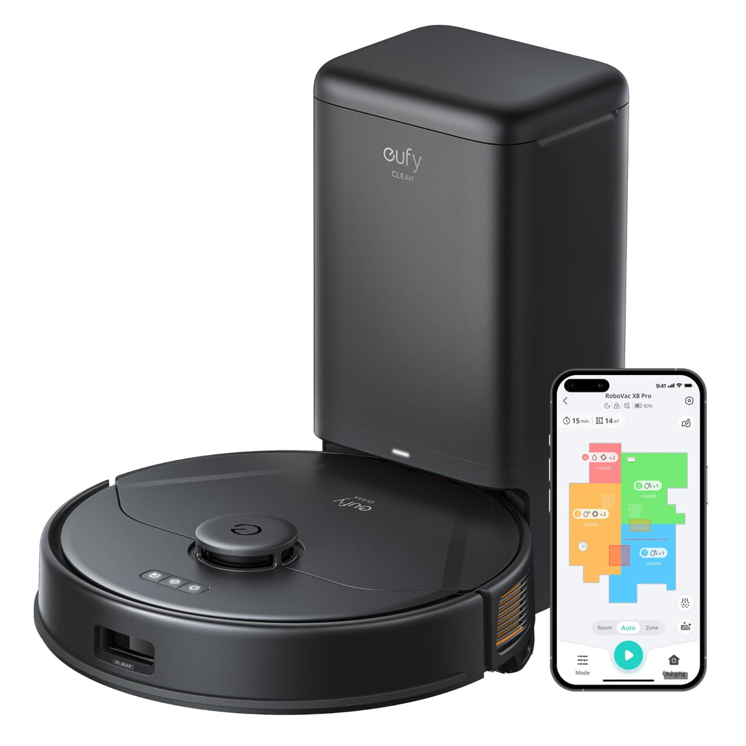 eufy X8 Pro Saugroboter mit Absaugstation & Wischfunktion, Twin-Turbine 2× 4.000Pa Saugkraft, Entwir