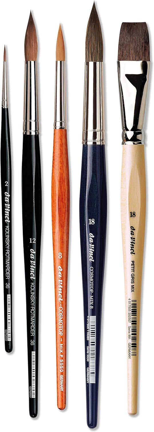 Da Vinci 5240 Serie Aquarell-Pinsel-Set, Holz, Braun, Schwarz/Rot, 30 x 30 x 30 cm, 5240