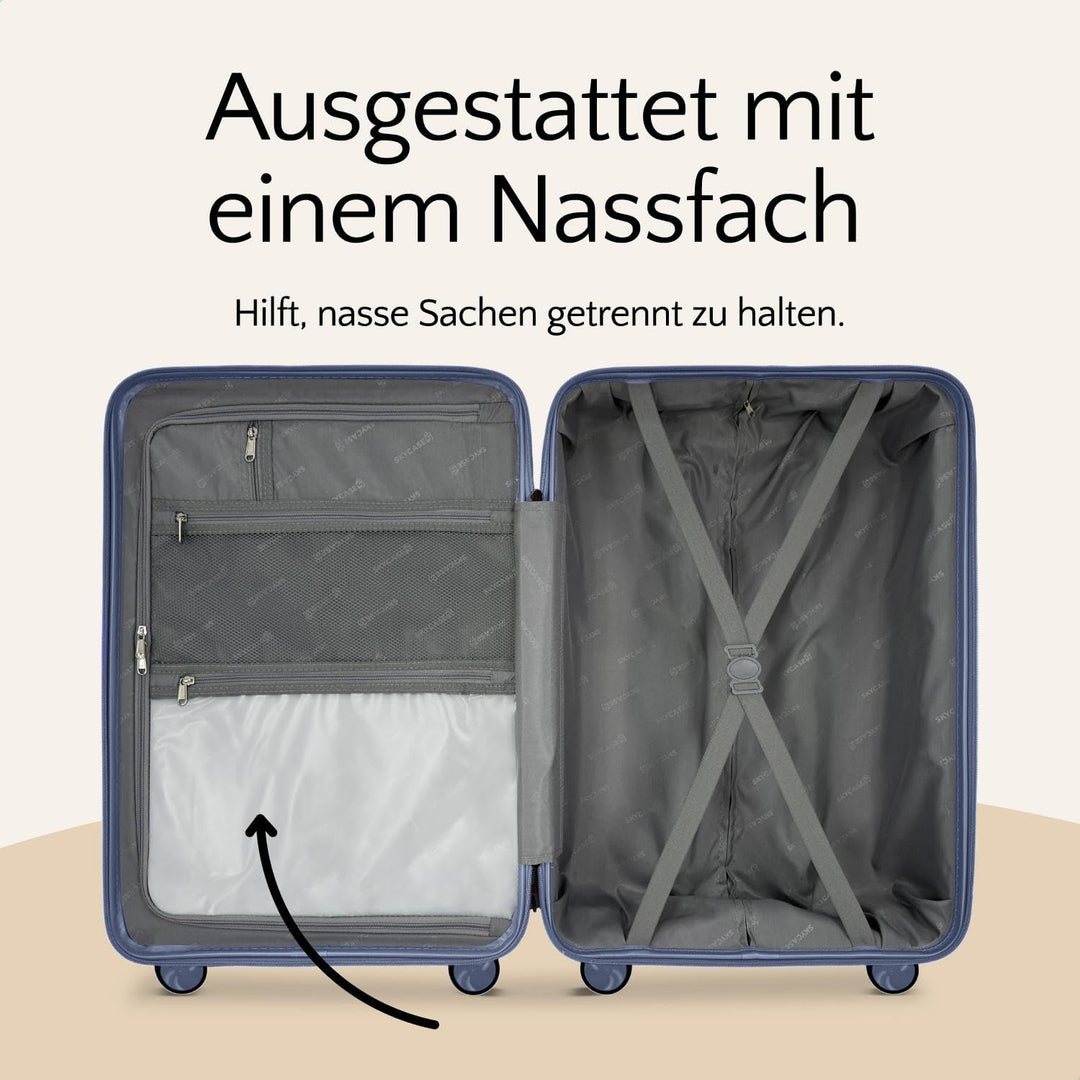 Urban Adventurer Reisekoffer 79L – Dunkelblau – Trolley mittelgross Hartschale mit Zahlenschloss & 4