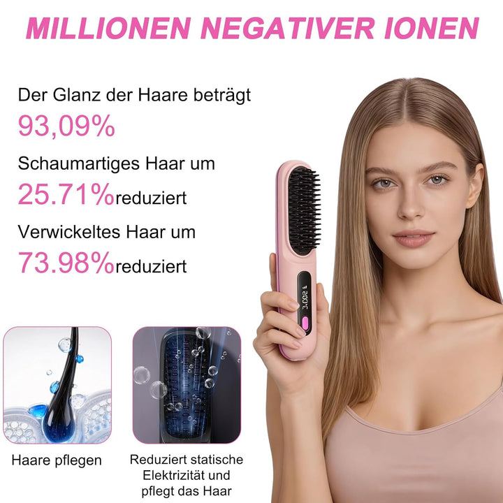Stylingbürste für kurze Haare kabellos Haarglätter Bürste, Haarglätterbürste, tragbare Haarbürste el