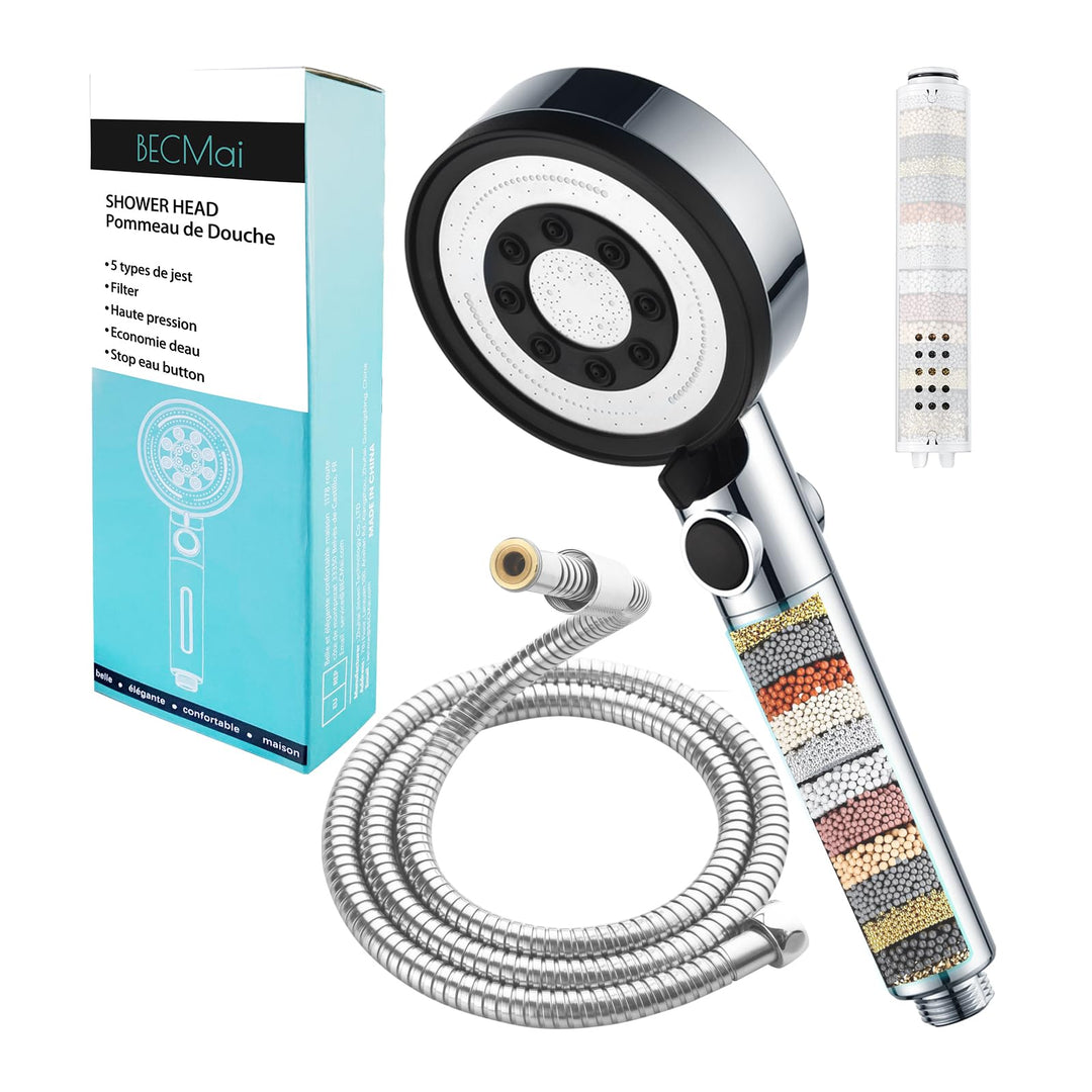 Duschkopf Filter mit schlauch, Hochdruck Duschkopf, Wassersparend Duschbrause Anti Kalk, Shower Head