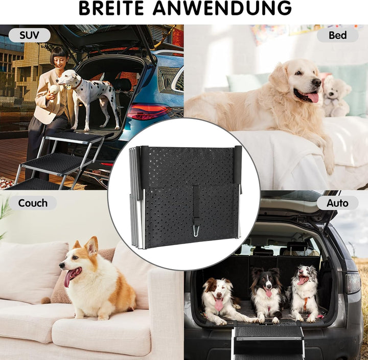 Hundetreppe Auto, Hunderampe Auto klappbar, Einstiegshilfe Hund Auto für alle Fahrzeuge nutzbar, Höh
