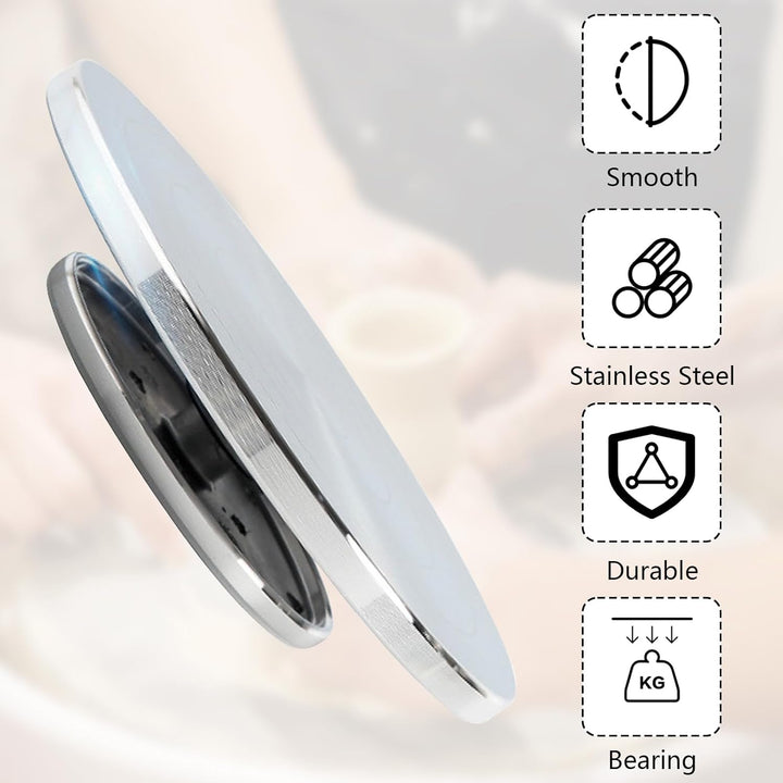Töpferscheibe, 25cm Aluminium-Drehscheibe Craft Clay Drehteller DIY Tonwerkzeuge Doppelseitige Kuche