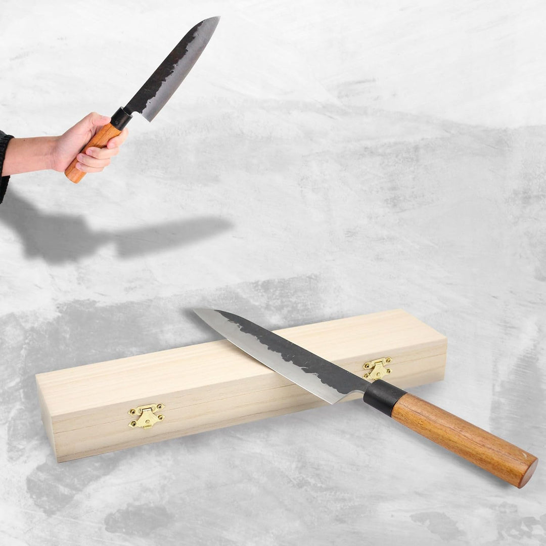 Chef Küchenmesser 18 cm - Japanisches Messer mit gehämmerter Stahlklinge 2.5 mm HCR Härte 58 - Profi