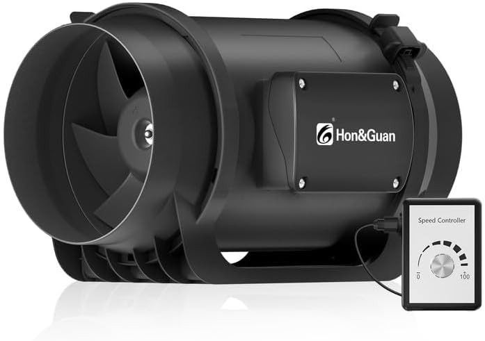 Hon&Guan Rohrventilator 150mm Leise mit Geschwindigkeits Regler EC Motor, 798m3/h Inline Kanalventil