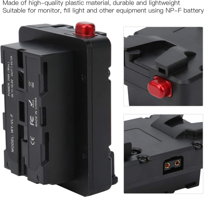 Sorandy V-Lock-Akkuadapter, V-Mount-Akku auf NP-F-Adapter, V-Lock 14,8 V D-Tap-Akkuplattenadapter fü