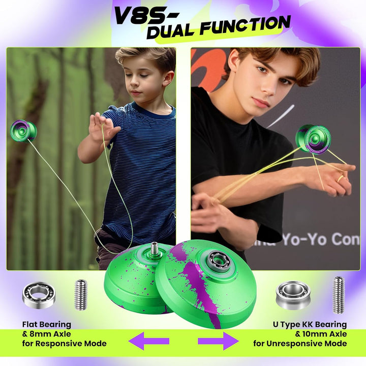 MAGICYOYO JoJo V8S Professionelles Finger-Spin-Yoyo für Anfänger und Fortgeschrittene, Responsive Jo