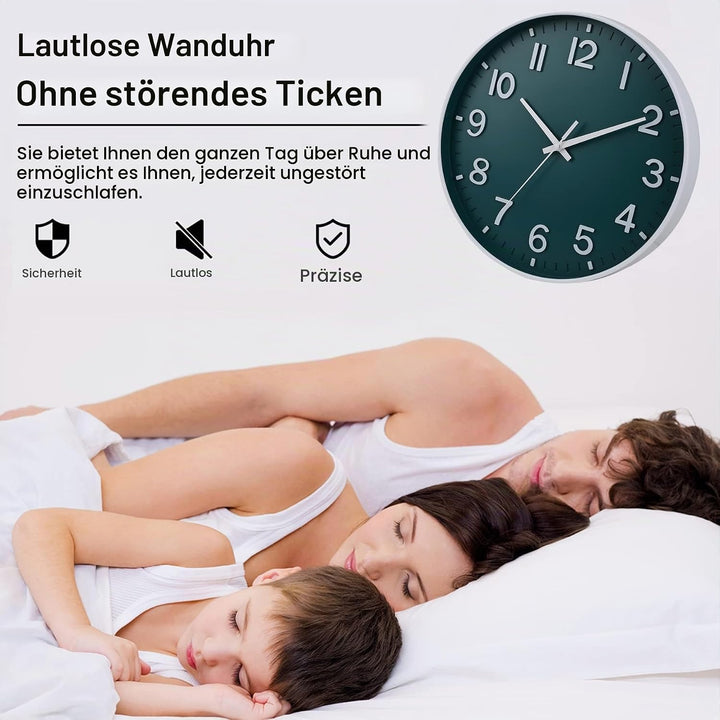 HZDHCLH 30cm Lautlos Wanduhr Schleichende Sekunde mit Arabisch Ziffer ohne Ticken für Dekoration Woh