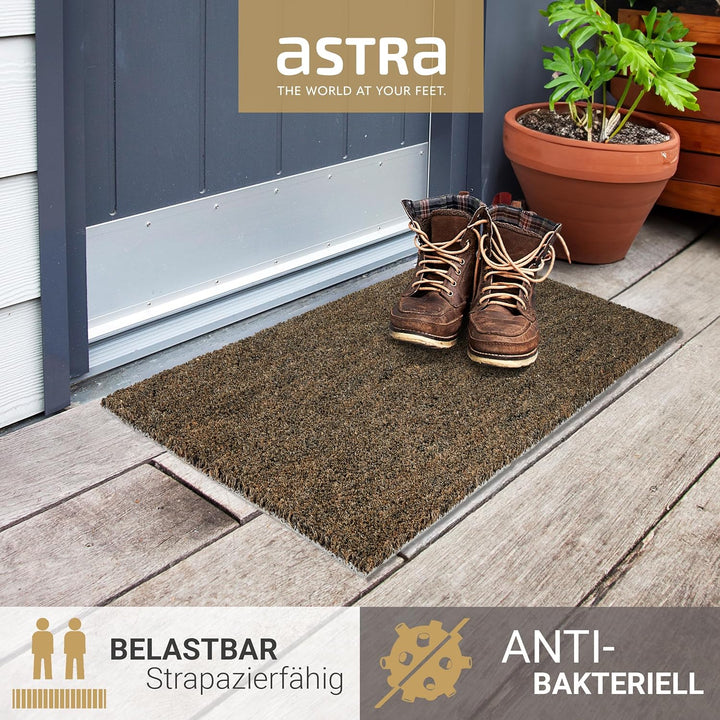Astra Moderne Fussmatte Haustür - Kokosmatte 2er Set 45x75cm grau - rutschfeste Schmutzfangmatte rob