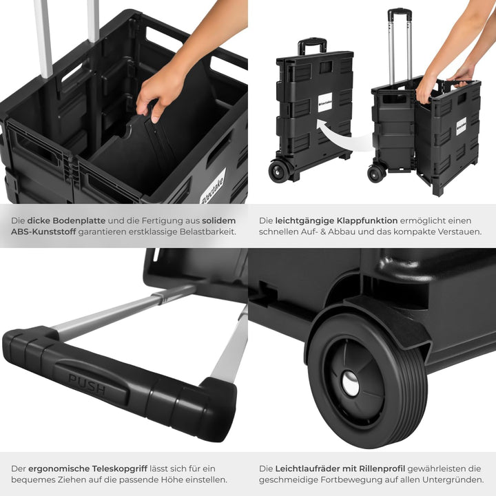 TecTake Einkaufswagen bis 35 kg Einkaufstrolley klappbar | Totalmasse: 45 x 37,5 x 45 - 97 cm | ABS