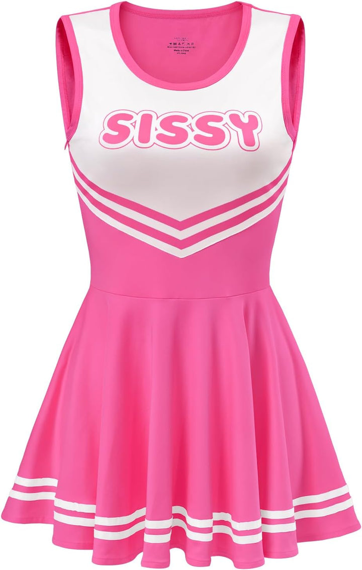 LittleForBig Damen Seidenweichen Ärmellose Overall Cheer Sissy Bodycon Mini Kleid Rock XS Rosa-1, XS