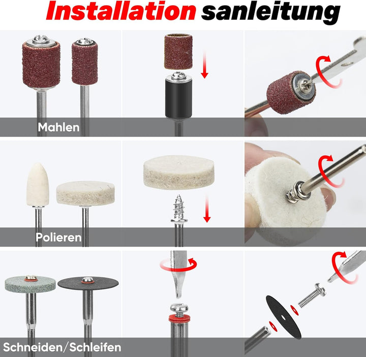 SHALL Multifunktionswerkzeug Zubehör Set 508-teilig Drehwerkzeug Mehrzweck Zubehörset für Schneiden,