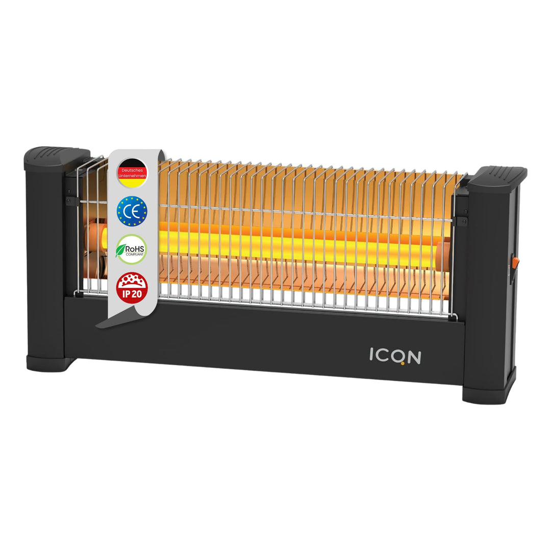 ICQN Infrarot Standheizstrahler, Für Räume bis 9m², 900 W, IP20, Elektroheizung, 135 Zentimeter Kabe