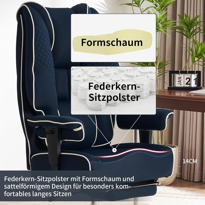 Ergonomischer Mesh-Bürostuhl – Executive Drehstuhl mit verstellbaren Armlehnen, Formschaum- & Tasche