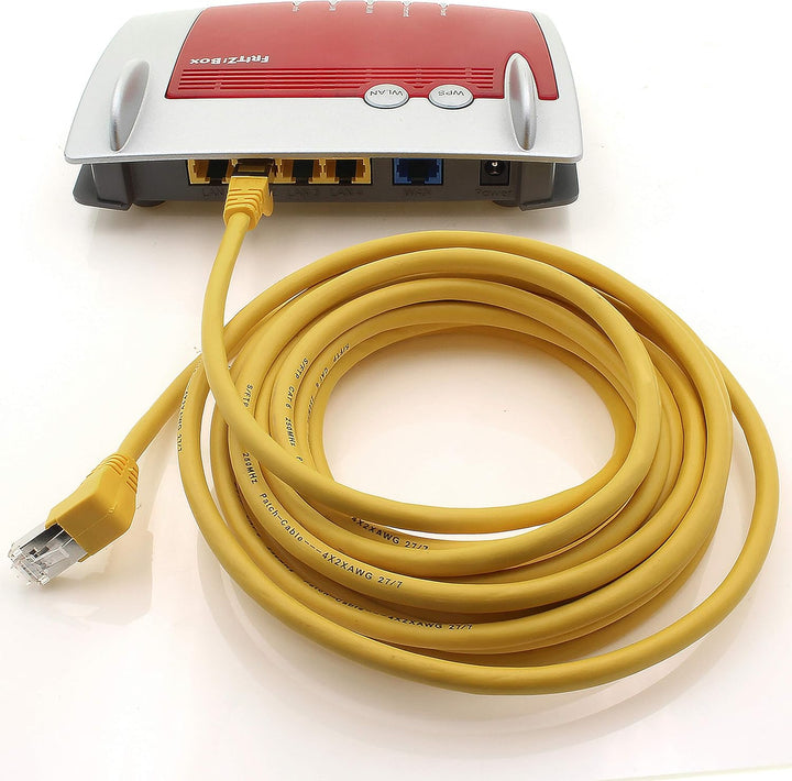 1aTTack.de 366270 Cat.6 Netzwerkkabel Winkel 90 Grad 10m - gelb - 5 Stück - Cat6 Patchkabel (SFTP PI