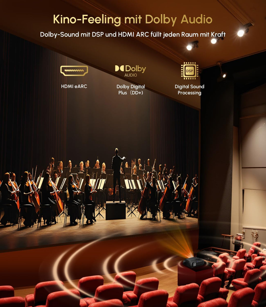 Smart 4K UHD Tageslicht Beamer Heimkino mit Google TV, 2200ANSI, HDMI eARC, HDR10+, ToF Autofokus, S