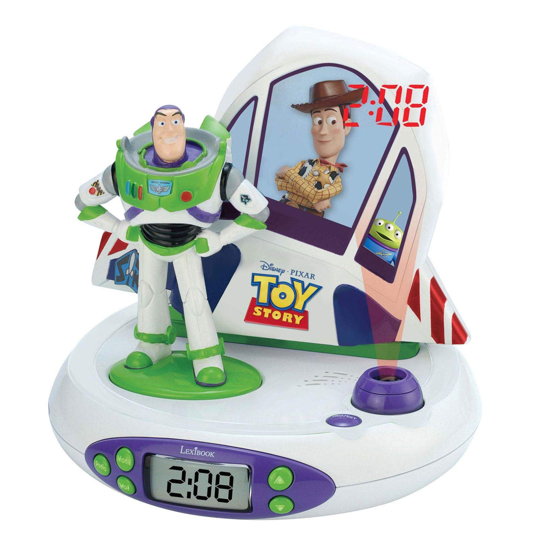 Lexibook Toy Story Disney Buzz &amp; Woody Projektor Funkuhr, Nachtlicht, Zeitprojektion an die Decke, S