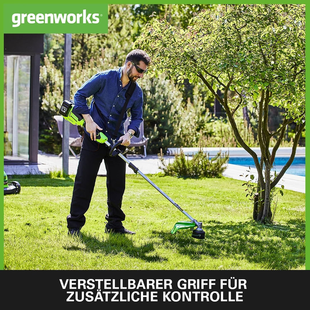 Greenworks GD24X2TXK4X Akku Rasentrimmer für kleine bis mittelgrosse Gärten, 40 cm Schnittbreite, St