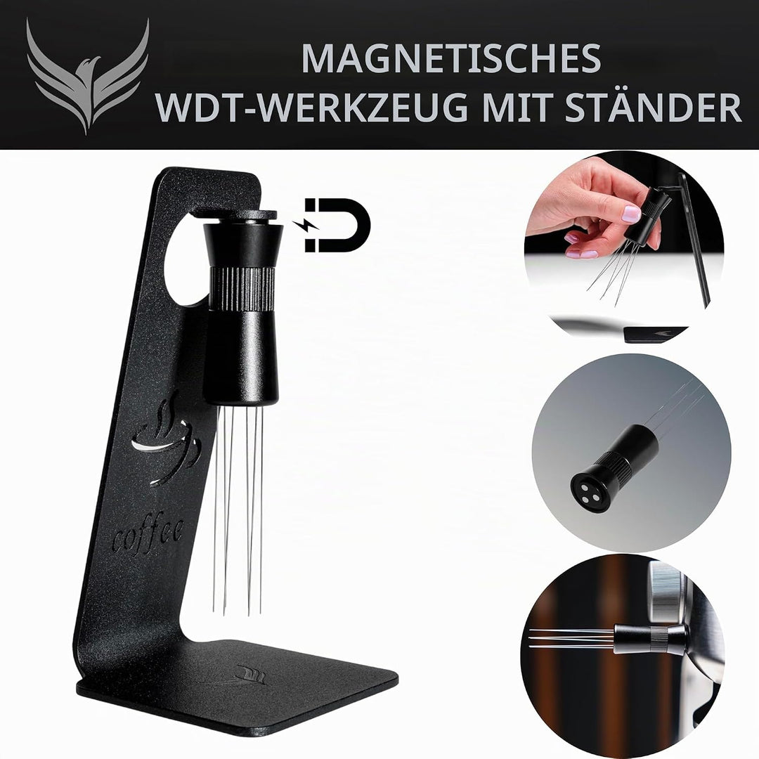 WDT Tool Espresso Distribution Tool – Verstellbarer Kaffee Nadelverteiler 0.25mm & 0.4mm, Magnetisch