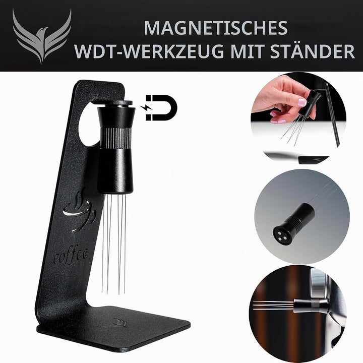WDT Tool Espresso Distribution Tool – Verstellbarer Kaffee Nadelverteiler 0.25mm & 0.4mm, Magnetisch