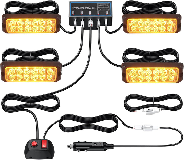 12LED Warnlicht Frontblitzer Stroboskoplicht Blinklicht Warnleuchte 12V 24V Wasserdicht IP68 Notfall
