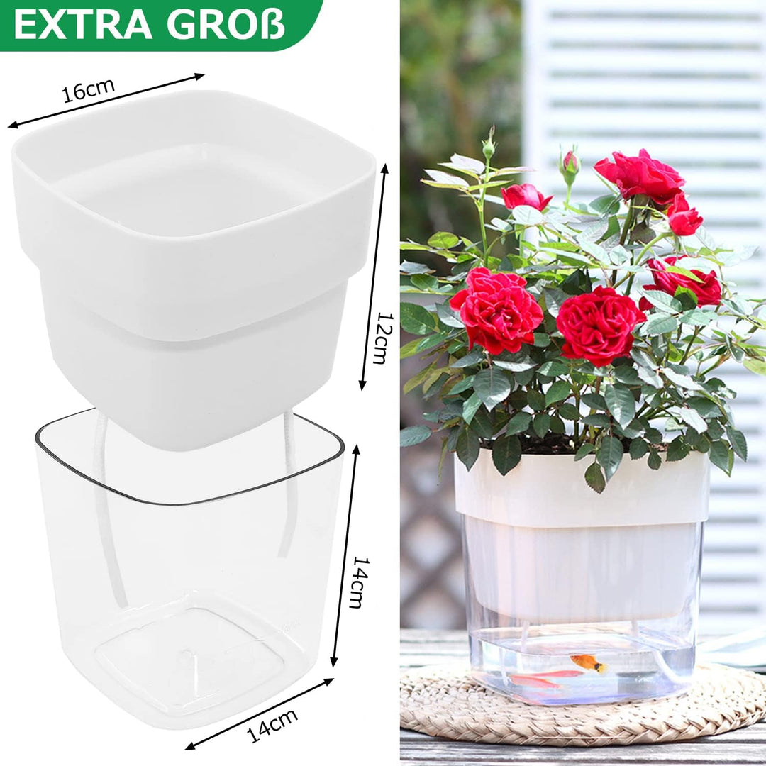 iDattel Kräutertopf Küche Set Fensterbank Selbstbewässernd, 3er Kräutertopf Blumentopf,16X17.5X14cm,