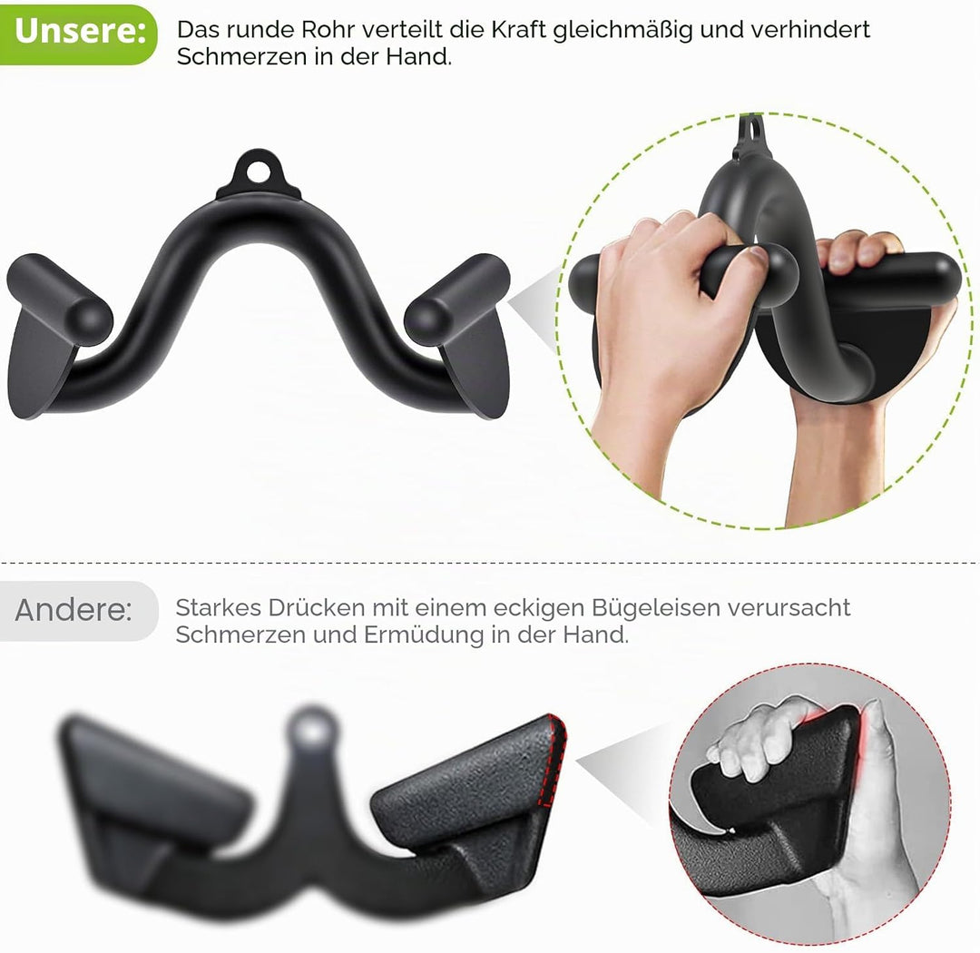 Kipika Latzugstangen Kabelmaschinenbefestigung, Rudern T-Bar V-Stange Set, Rückenkrafttraining, Grif