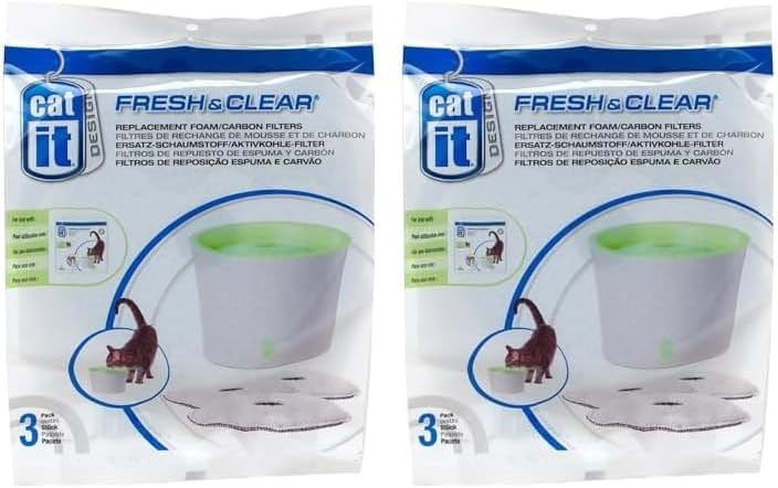 Catit Ersatzreinigungsfilter, Trinkbrunnenfilter, für die 3L Catit Trinkbrunnen, 6er Pack 3 Stück (2