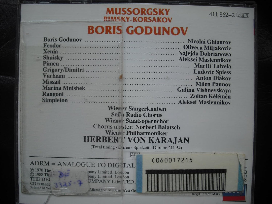 Mussorgsky: Boris Godunov (Gesamtaufnahme), Audio-CD