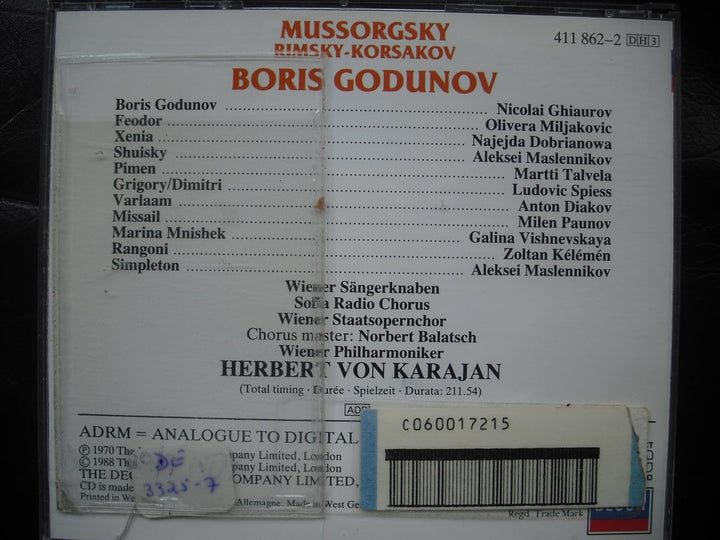 Mussorgsky: Boris Godunov (Gesamtaufnahme), Audio-CD