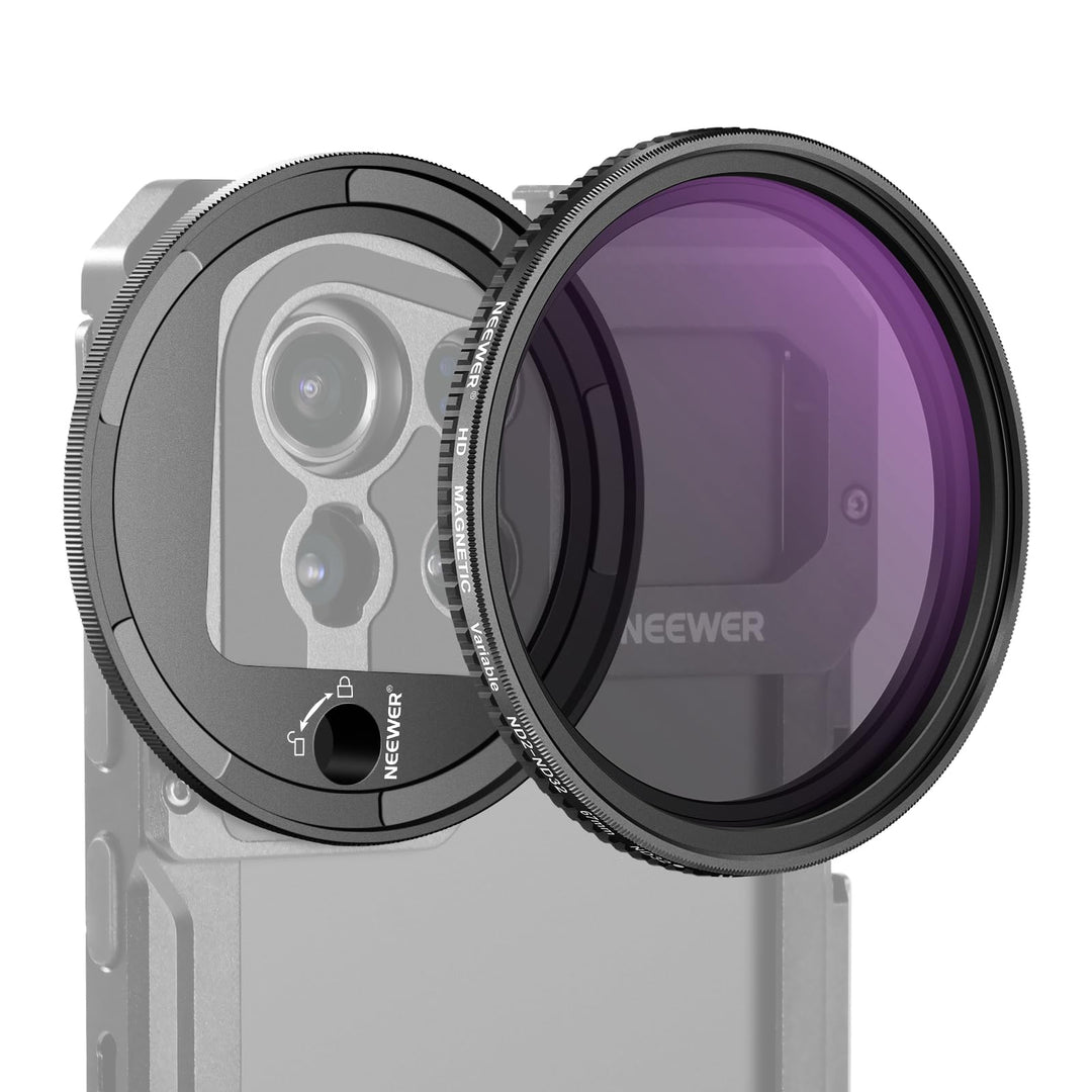 NEEWER 67mm magnetischer Variabler ND2-32 Filter (1-5 Stop) Set für Handy mit M Adapterring für NEEW