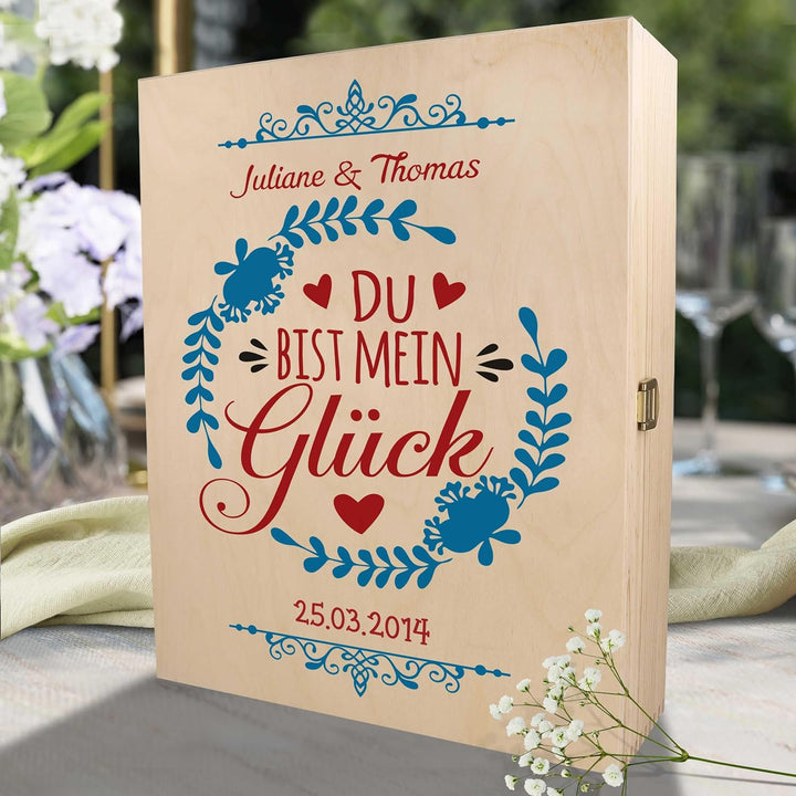 GRAVURZEILE Leonardo Puccini Weinglas - Du bist mein Glück - mit Wunschnamen &amp; Datum - inkl. bedruck