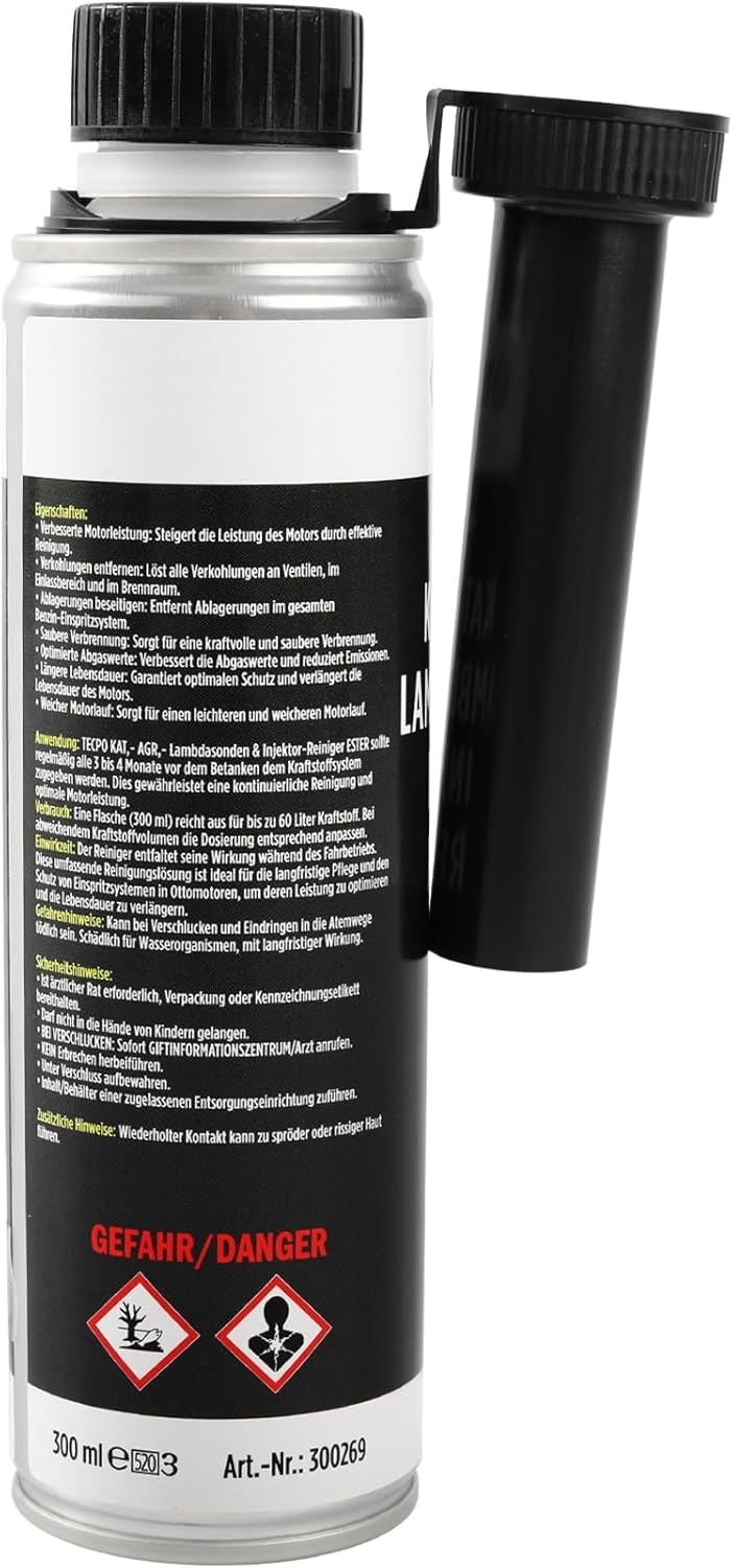 TECPO Benzinadditiv AGR Ventil Reiniger 2X 300ml Motorsystemreiniger Katalysator Lambdasonde Drossel
