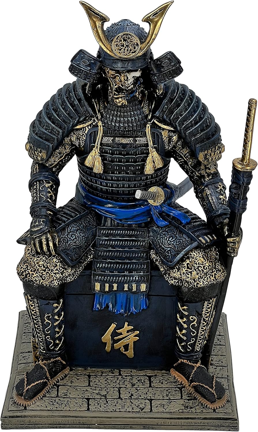 MAUNDEN Mittelalterlicher antiker Samurai Untoter Krieger Harz Statue Ornament Figur Handwerk für Zu